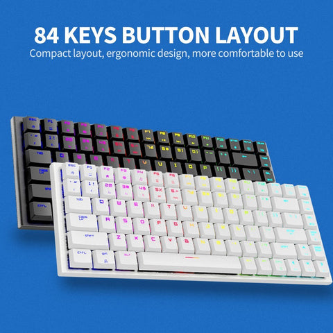 Magic-Refiner MK27 84 Keys Three-mode Mechanical Keyboard RGB Keyboard Support 2.4G/BT/USB Wired Connection Blue Switches Black