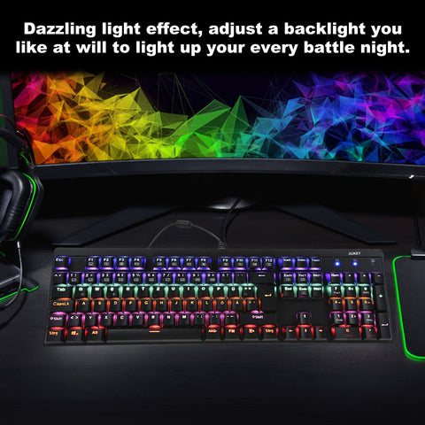 AUKEY LED Backlit Wired Mechanical Gaming Keyboard,104 Standard Keys