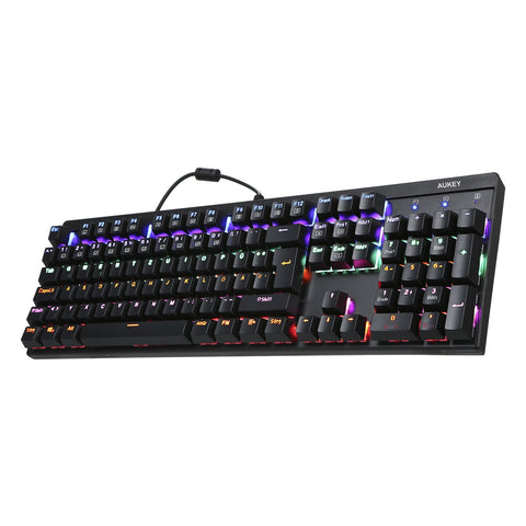 AUKEY LED Backlit Wired Mechanical Gaming Keyboard,104 Standard Keys