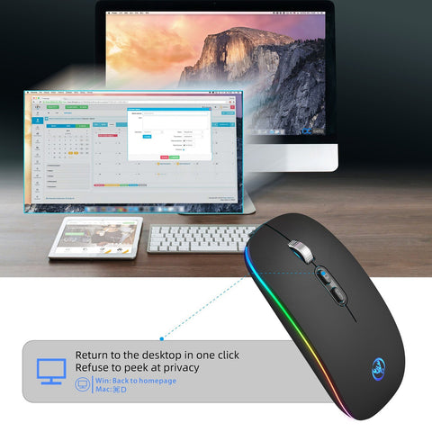 HXSJ 2.4G Wireless Mouse Mute Office Mouse 3 Adjustable DPI Built-in 500mAh Rechargeable Lithium Battery Ergonomic Mice for PC Laptop