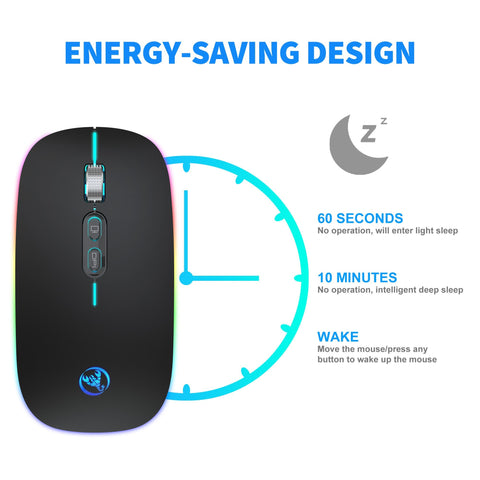 HXSJ 2.4G Wireless Mouse Mute Office Mouse 3 Adjustable DPI Built-in 500mAh Rechargeable Lithium Battery Ergonomic Mice for PC Laptop