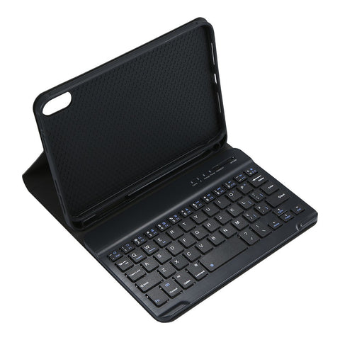 Detachable BT Keyboard Protective Case Slim and Portable Stable Support with Pen Slot Compatible with iPad mini6 Black