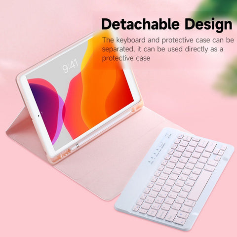 Detachable BT Keyboard Protective Case Slim and Portable Stable Support with Pen Slot Compatible with iPad mini6 Black