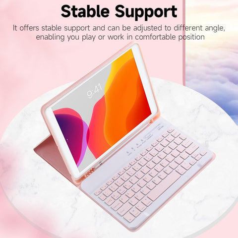Detachable BT Keyboard Protective Case Slim and Portable Stable Support with Pen Slot Compatible with iPad mini6 Black