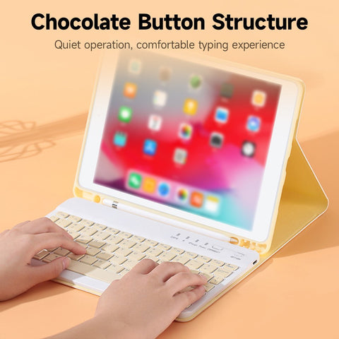 Detachable BT Keyboard Protective Case Slim and Portable Stable Support with Pen Slot Compatible with iPad mini6 Black