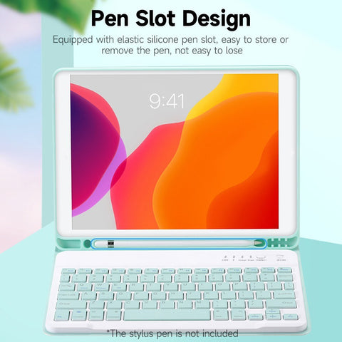 Detachable BT Keyboard Protective Case Slim and Portable Stable Support with Pen Slot Compatible with iPad mini6 Black