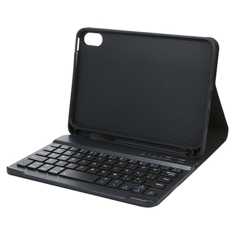 Detachable BT Keyboard Protective Case Slim and Portable Stable Support with Pen Slot Compatible with iPad mini6 Black