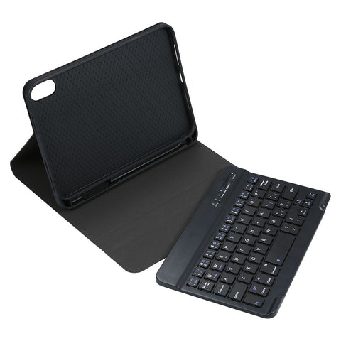 Detachable BT Keyboard Protective Case Slim and Portable Stable Support with Pen Slot Compatible with iPad mini6 Black