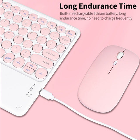 BT Keyboard Mouse Combo BT3.0 Wireless Rechargeable Keyboard Ergonomic Mouse Set Slim Design Support Android iOS Windows White