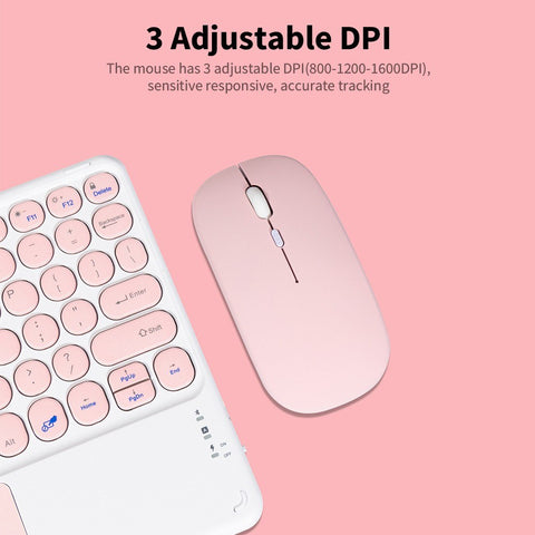 BT Keyboard Mouse Combo BT3.0 Wireless Rechargeable Keyboard Ergonomic Mouse Set Slim Design Support Android iOS Windows White
