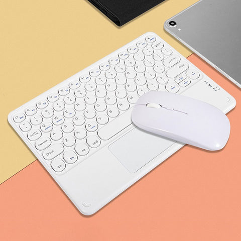 BT Keyboard Mouse Combo BT3.0 Wireless Rechargeable Keyboard Ergonomic Mouse Set Slim Design Support Android iOS Windows White