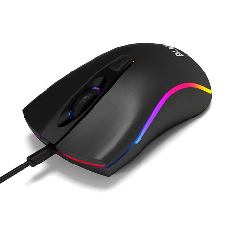BAJEAL D1 Wired Gaming Mouse Symmetrical Mouse Ergonomic Mice RGB Light Effect 3-gear Adjustable DPI Wide Compatibility Black