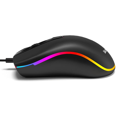 BAJEAL D1 Wired Gaming Mouse Symmetrical Mouse Ergonomic Mice RGB Light Effect 3-gear Adjustable DPI Wide Compatibility Black