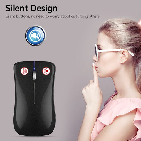 HXSJ T23 Wireless Mouse 2.4G+BT3.0+BT5.0 3-mode Ergonomic Mouse Built-in 400mAh Rechargeable Battery for PC Laptop Black