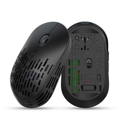 HXSJ T38 2.4G Wireless Mouse Mute Office Mouse 3 Adjustable DPI Colorful Breathing Light Built-in Rechargeable Battery Grey