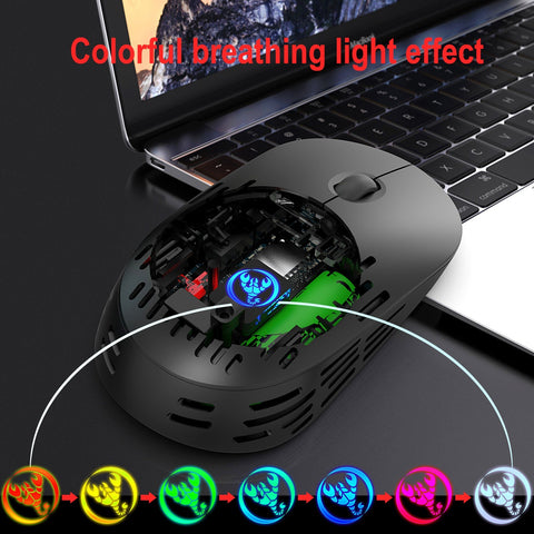 HXSJ T38 2.4G Wireless Mouse Mute Office Mouse 3 Adjustable DPI Colorful Breathing Light Built-in Rechargeable Battery Grey