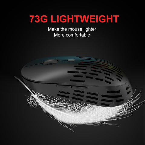 HXSJ T38 2.4G Wireless Mouse Mute Office Mouse 3 Adjustable DPI Colorful Breathing Light Built-in Rechargeable Battery Grey