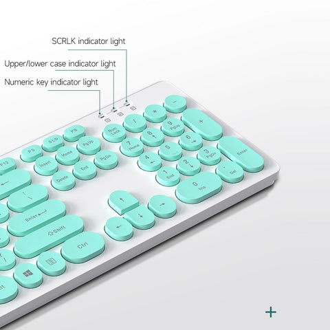 T-WOLF TF770 2.4G Wireless Keyboard Mouse Combo Retro Punk Round Keycap Comfortable Mute Typing Wide Compatibility Blue