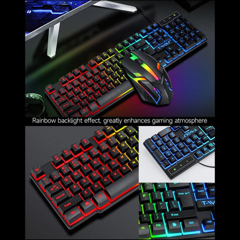 T-WOLF TF800 Four-piece Gaming Combo 104 Keys Keyboard 4-color Breathing Light Mouse 3.5mm Gaming Headset Anti-slip Mouse Pad