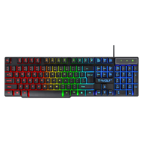 T-WOLF TF800 Four-piece Gaming Combo 104 Keys Keyboard 4-color Breathing Light Mouse 3.5mm Gaming Headset Anti-slip Mouse Pad