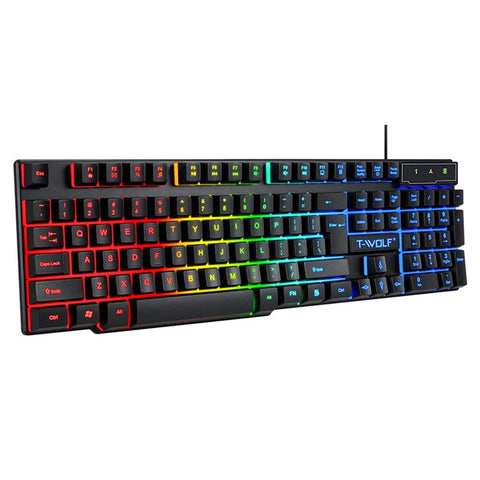 T-WOLF TF800 Four-piece Gaming Combo 104 Keys Keyboard 4-color Breathing Light Mouse 3.5mm Gaming Headset Anti-slip Mouse Pad