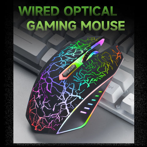 Wired Gaming Mouse Optical Mouse Game-level Engine Colorful Breathing Light 4-gear Adjustable DPI Ergonomic Mice Black