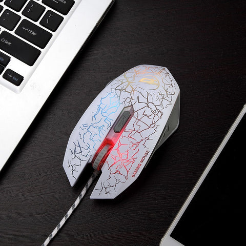 6D Optical Wired Gaming Mouse Game-level Optical Engine Colorful Breathing Light 4-gear Adjustable DPI Ergonomic Mouse Black