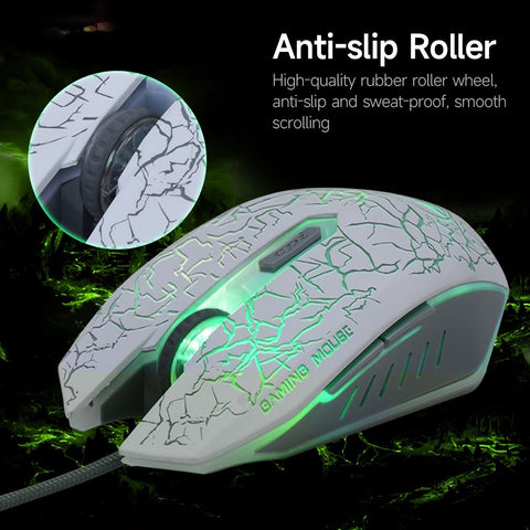 6D Optical Wired Gaming Mouse Game-level Optical Engine Colorful Breathing Light 4-gear Adjustable DPI Ergonomic Mouse Black