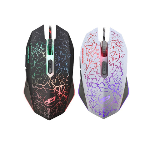 6D Optical Wired Gaming Mouse Game-level Optical Engine Colorful Breathing Light 4-gear Adjustable DPI Ergonomic Mouse Black