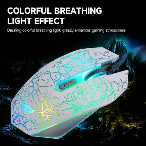 6D Optical Wired Gaming Mouse Game-level Optical Engine Colorful Breathing Light 4-gear Adjustable DPI Ergonomic Mouse Black