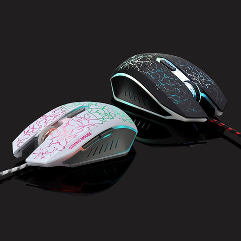 6D Optical Wired Gaming Mouse Game-level Optical Engine Colorful Breathing Light 4-gear Adjustable DPI Ergonomic Mouse Black
