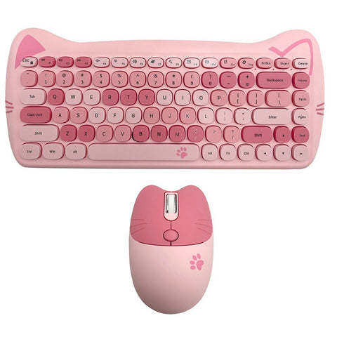 GEEZER 2.4G Wireless Keyboard Mouse Combo 84 Keys Membrane Keyboard Ergonomic Mouse 3-gear Adjustable DPI Cute Appearance