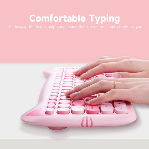 GEEZER 2.4G Wireless Keyboard Mouse Combo 84 Keys Membrane Keyboard Ergonomic Mouse 3-gear Adjustable DPI Cute Appearance