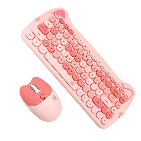 GEEZER 2.4G Wireless Keyboard Mouse Combo 84 Keys Membrane Keyboard Ergonomic Mouse 3-gear Adjustable DPI Cute Appearance