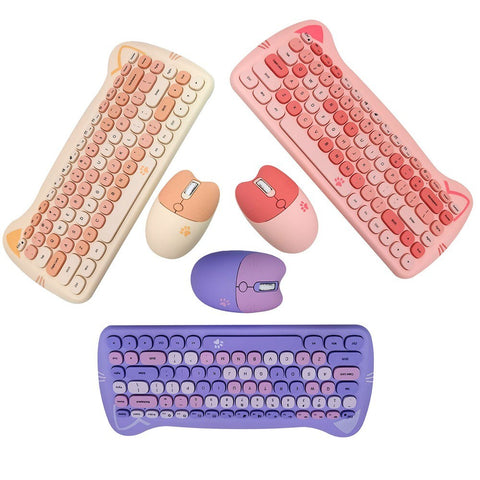 GEEZER 2.4G Wireless Keyboard Mouse Combo 84 Keys Membrane Keyboard Ergonomic Mouse 3-gear Adjustable DPI Cute Appearance