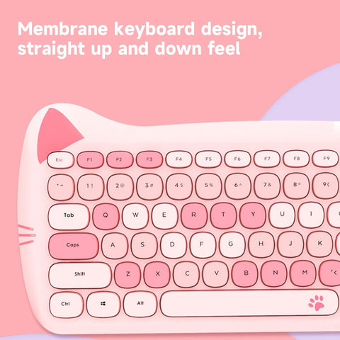 GEEZER 2.4G Wireless Keyboard Mouse Combo 84 Keys Membrane Keyboard Ergonomic Mouse 3-gear Adjustable DPI Cute Appearance