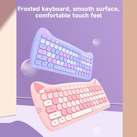 GEEZER 2.4G Wireless Keyboard Mouse Combo 84 Keys Membrane Keyboard Ergonomic Mouse 3-gear Adjustable DPI Cute Appearance