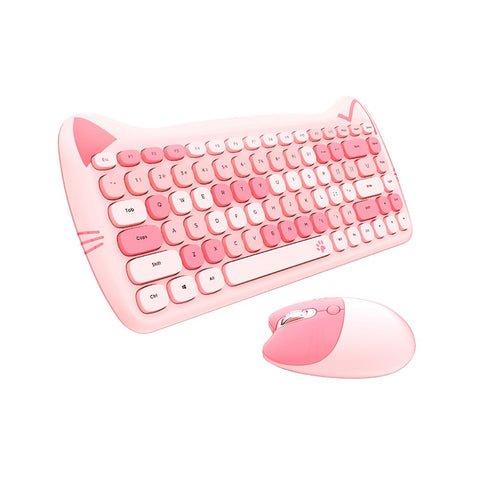 GEEZER 2.4G Wireless Keyboard Mouse Combo 84 Keys Membrane Keyboard Ergonomic Mouse 3-gear Adjustable DPI Cute Appearance