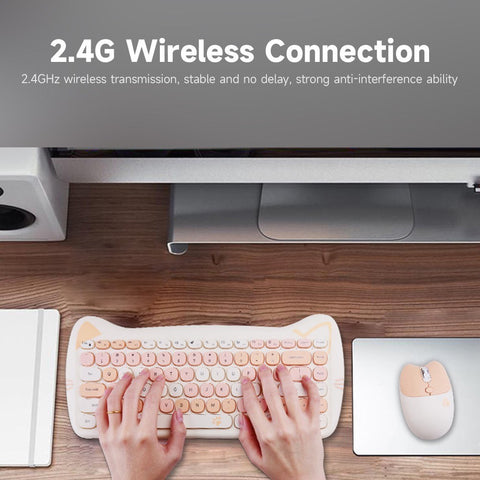 GEEZER 2.4G Wireless Keyboard Mouse Combo 84 Keys Membrane Keyboard Ergonomic Mouse 3-gear Adjustable DPI Cute Appearance