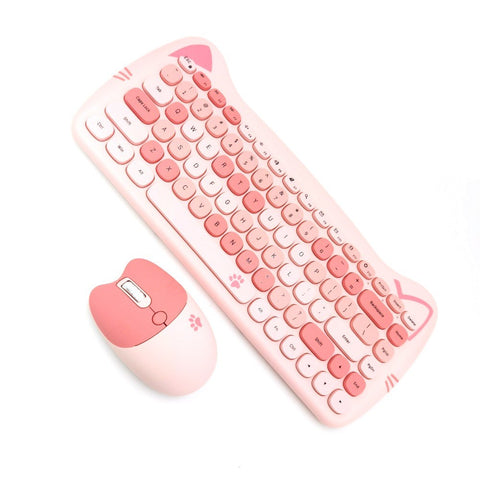 GEEZER 2.4G Wireless Keyboard Mouse Combo 84 Keys Membrane Keyboard Ergonomic Mouse 3-gear Adjustable DPI Cute Appearance