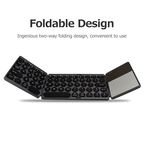 Portable Wireless BT Keyboard Foldable BT Keyboard with Touchpad Built-in Lithium Battery for Windows/Android/iOS Grey