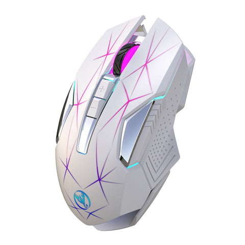 HXSJ T300 2.4G Wireless Mouse Ergonomic Mouse 3 Adjustable DPI Colorful Breathing Light Built-in 600mAh Lithium Battery White