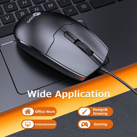 Lenovo Lecoo MS101 Wired Mouse Ergonomic Office Mouse Optical Tracking Streamline Appearance Plug and Play Wide Compatibility
