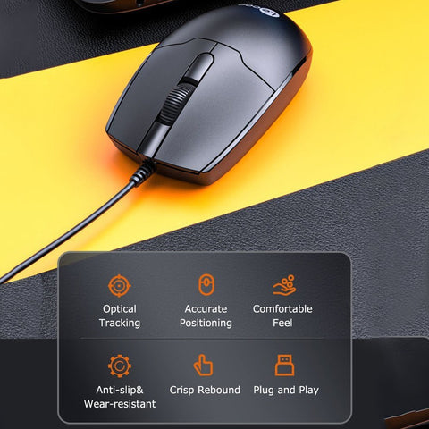 Lenovo Lecoo MS101 Wired Mouse Ergonomic Office Mouse Optical Tracking Streamline Appearance Plug and Play Wide Compatibility