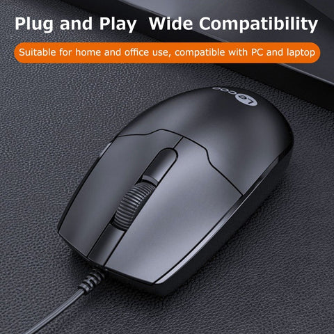 Lenovo Lecoo MS101 Wired Mouse Ergonomic Office Mouse Optical Tracking Streamline Appearance Plug and Play Wide Compatibility