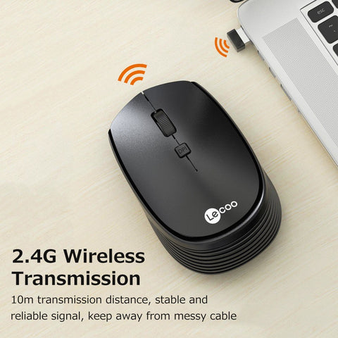 Lenovo Lecoo WS202 2.4GHz Wireless Mouse Ergonomic Lightweight Office Mouse 3 Adjustable DPI Wide Compatibility Black