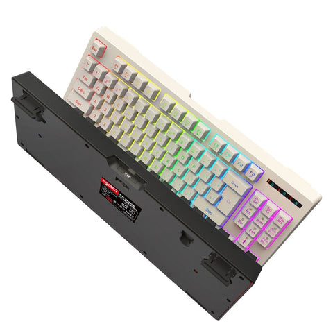 HXSJ L100 2.4G Wireless Membrane Keyboard 87 Keys Layout RGB Light Effect ABS Key Cap Built-in 1800mAh Lithium Battery White