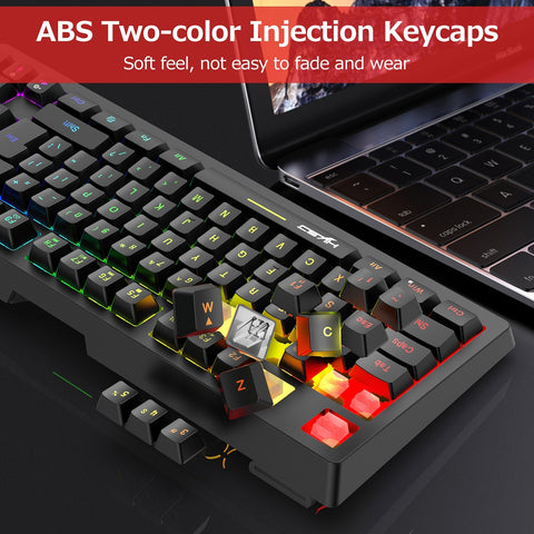HXSJ L100 2.4G Wireless Membrane Keyboard 87 Keys Layout RGB Light Effect ABS Key Cap Built-in 1800mAh Lithium Battery White