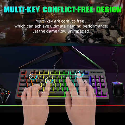 HXSJ L100 2.4G Wireless Membrane Keyboard 87 Keys Layout RGB Light Effect ABS Key Cap Built-in 1800mAh Lithium Battery White