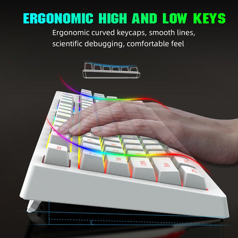 HXSJ L100 2.4G Wireless Membrane Keyboard 87 Keys Layout RGB Light Effect ABS Key Cap Built-in 1800mAh Lithium Battery White